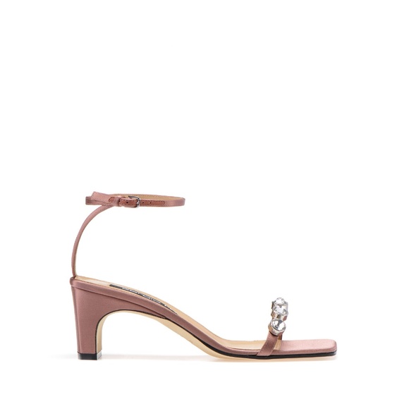 Sergio Rossi SR1 Pink Satin Sandals with Crystal Stones NWT - Picture 2 of 12